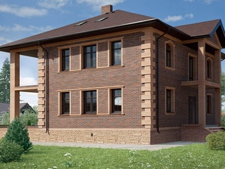 Малоэтажный дом. Баварская кладка с полнотелым кирпичом